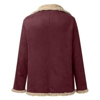 Yueulianxi muns modni jednostavan zimski kaput rever ovratnik dugih rukava kožna jakna od kože vintage