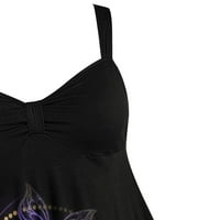 Ženska modna reznica V izrez Top cvjetni bluza za bluze Žene Ležerne bluze Labavi prednji čvor bez rukava 2