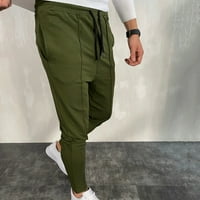 Frehsky Duks za muškarce Muške hlače Muški patentni zatvarač, ležerne prilike tanke sportske sportove bez elastičnosti pantalone džepova zelena