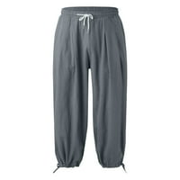 Zuwimk pantalone za muškarce Stretch, muške casual posteljine hlače elastične strukske vučne pamučne pantalone sive, 3xl