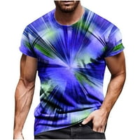 Muški ležerne majice 3D smiješno tisak ljeto kratkih rukava Grafički grafički posad izrez Basic Tee majice Lagana svjetlost Comfy pulover plavi xxxl