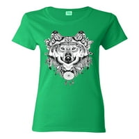 Nacrtani plemenski vuk ljubavnik za životinje Ženska grafička majica, Kelly, mali