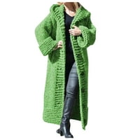 Ženska plus veličine kapuljača sa kapuljačom dugački džemper kaput dugih rukava dugme za džemper s džemper kardiganski kaput za žene