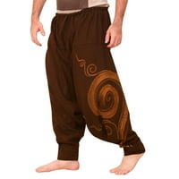 Hanas muške hlače muškarci etničkih tiskanih kombinezona casual džepnog sport joga radne casual pantalone smeđu xl