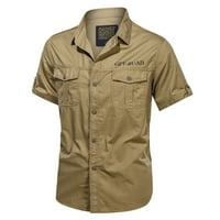 B91XZ muške košulje u stilu Stil veličine pamuk plus rukav košulje na otvorenom majica muške kratke majice Khaki, veličina XL