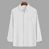 Muškarci Ležerne majice Baggy pamučni mješavi džep čvrsti dugi rukav retro vrhovi za bluze s majicom