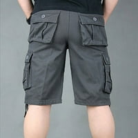 Auroural Muške kratke hlače Muška ravna odjeća Skraci Slim Fit Multi džepni zatvarač ravno noga pet