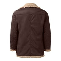 Bacocs zimske jakne za muškarce plus veličina zimski kaput rever ovratnik dugih rukava podstavljena koža vintage zgušnjana kaput ovčje patentne patentne jakne za zimske kapute kafa