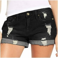 Chueow ženske ljetne kratke hlače traper dugme sa zatvaračem kratkim srednjim strukom rastezljivi džepovi Jean Hrats Clearence