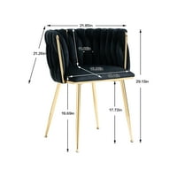 Slobodno stolice za blagovaonicu 2, baršunasta akcentna stolica sa tkanim leđima i zlatnim metalnim nogama, tapecirana stolica za vanjsku spavaću sobu, udobna strana stolica za dnevni boravak, crna
