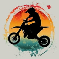 Retro motocikl Rider Vintage Muške srebrne krem ​​grafički tee - Dizajn ljudi L