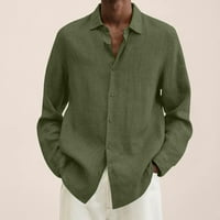Trendy Trendy Muška košulja Ljeto pamučno posteljina Ležerne prilike sa labavim plusom Ljetni muškarci