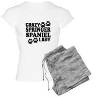 Cafepress - Crazy Springer španijel Lady Pajamas - Ženska lagana pidžama
