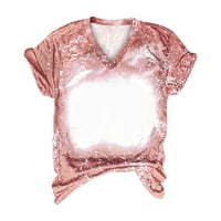 Zkozptok majice za žene modna casual labava bluza tiy-dye ispis v izrez majica cvjetna bluza za ispis, ružičasta, l