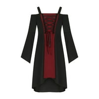 Yuwull Ženske haljine Ljetne haljine za žene Ženska gotička vintage blok šiva haljina retro mračnog