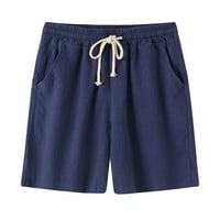 Labakihah muške hlače Muška opruga čvrsta boja tanke kratke hlače i posteljine teći pantalone mornarice