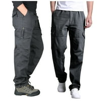 Plus veličina teretnih hlača za muškarce elastični struk višebogeni patentni džepovi patentni patentni patentni baggy ravni nogovi Joggers Pješačke pantalone na otvorenom