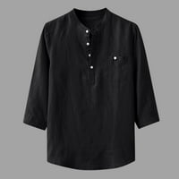 DTIDTPE Flannel majica za muškarce muške vrećastom pamučnom posteljinom od pune tromjesečne rukavice džepove sitnica majice muške majice crna