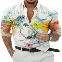 Colisha Muška majica rever na vrhu dugih rukava Tunika košulje u redovnom fit radnom leptiru za ispis