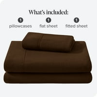 Bare Home Cosy Fleece Set, dodatni polarnski runo, duboki džepni posteljini, Twin XL, kakao
