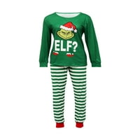 Usklađivanje porodične pidžame postavljanja božićne pJ-a za spavanje Xmas tiskani vrh sa prugastim dno odijelima zelene žene xxl