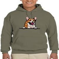 Color Corgi Peekting Hoodie Muškarci -Image by Shutterstock, muško 4x-Large