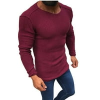 Fesfesfes muški džemper vrhovi Slim Fit Duge dugih rukava Ležerne prilike pune boje pletenica džempere