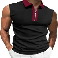 HAITE MAN Ljetni vrhovi kratkih rukava s kratkim rukavima patentno majica Sport Pulover Radni rever Bluza Crna vina crvena 3xl