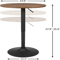 Okrugli koktel bar sa metalnom bazom, visokim bistrovim stolom za bistro, podesiv 27,9 '' - 36,2 ''