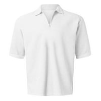 Muška košulja Zipper rever Jednostavan modni kratki rukav slobodno vrijeme Slobodno vrijeme Muške odjeće bijela veličina l
