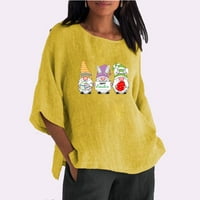 Amidoa Ženska moda Uskrsna štampana vrata s kratkim rukavima majica s kratkim rukavima, labav vrhovi slatka Fuuny Basket poklon odjeće