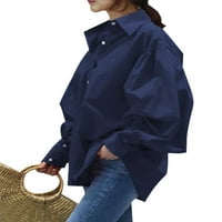 Bomotoo ženske ležerne bluze lampanje za bluze retro košulje Poslovni elegantni gumb niz tuniku