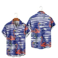 Muškarci i ženska majica sa kratkim rukavima, Cartoon Flamingo Cvjetni Havaji Tiskanje TSHRT Top za