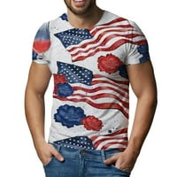 Američka zastava majica za muškarce North 3D print Short rukav labav posade zvezde i pruge 4. jula Vintage