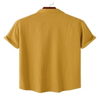 Sanviglor Men majica kratkih rukava majica rever na vratu Okrenite Bluzu navratnika Ljetna majica Yellow