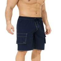 Welliumin Men Dno su solidne boje Ljetne hlače Elastična struka Plaže Kratke hlače Comfy Work Work Beachward Mornary Plava 40