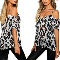 Ženske dame Ljetni leopard Ispis hladnih ramena bluza majica