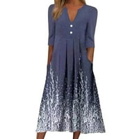 Ljetna haljina Ženska ležerna modna tiskana gumba za mršavljenje V-izrez polu rukave duge haljine plus ruga