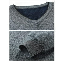 Farstey muški džemper pletena V-izrez čvrsto vunene košulje Top dugih rukava Slim ugodno toplo pulover
