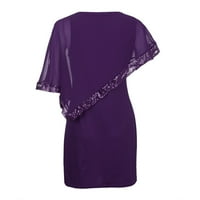 Fnohy haljine za žene plus maxi haljina plus veličina hladnog ramena prekrivena asimetrična šifon haljina