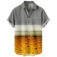 Muška festivalska košulja piva Grafička košulja Casual Modna košulja Cardigan gumb prema dolje košulje sa džepom sive