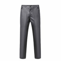 Hinvhai Muške hlače, muške punk retro gotičke tanke FIT Hlačeve kožne hlače u boji pune dužine hlače