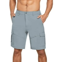 Bacoc Muške kratke hlače za muškarce muški ljetni labavi solidan teretni pant polu elastični struk zipper