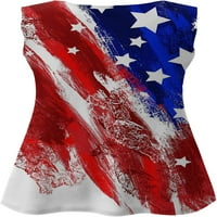 Dabuliu 4. jula Tenk TOP WOOP PLUS Veličina USA zastava Fancy O vrat vrhovi bez rukava patriotska košulja