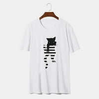 Honeeladyy Cleance ispod 5 $ Ženska Stripe T majica CAT CATMBING kratki rukav Solid COLL COLOR CREW