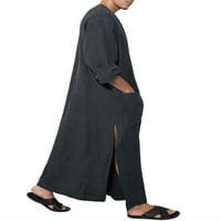 Muška muslimanska odjeća dugih rukava šivanje pamuk ogrtač sa ovratnikom sa zatvaračem sa zatvaračem Split džep muslimanska haljina thobe