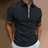 Kratki vrhovi isključite bluburu casual tiskani muški rukav košulju za majicu na ovratniku Zipper Stripe