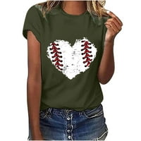 Vremenska pametna ženska slobodno vrijeme kratki rukav vrhovi ljubavi Moderan ljupki smiješni bejzbol ispis posada na vratu Vojska zelena, s
