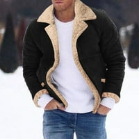 Muškarci plus veličina zimski kaput rever ovratnik dugih rukava podstavljena koža vintage zgušnjava kaput ovčje zipper jakna
