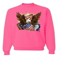 Eagle Američka zastava SAD Pride Americana American Pride Unise Crewneck Grafički duks, Neon Pink, Medium